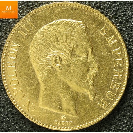 France 100 Francs Napoleon III 1859 BB Strasbourg gull i kvalitet 01 