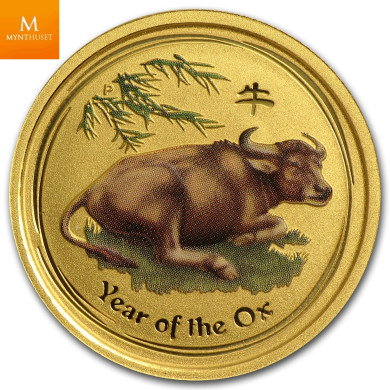 Australia 2009 1/10 oz Gull Lunar S2 «Year of the OX» COLOR Kvalitet BU i Kapsel