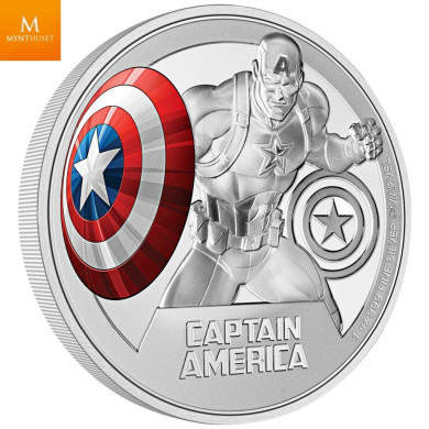 Niue 2023 CAPTAIN AMERICA 1 OZ  SØLV MARVEL CLASSICS KVALITET PROOF Niue 2023 CAPTAIN AMERICA 1 OZ  SØLV MARVEL CLASSICS KVALITET PROOF