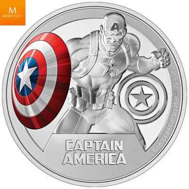 Niue 2023 CAPTAIN AMERICA 1 OZ  SØLV MARVEL CLASSICS KVALITET PROOF