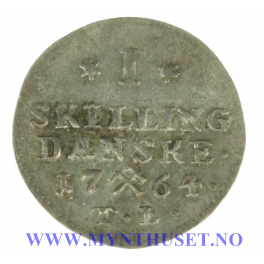 1 skilling 1764 kvalitet 1+/01 