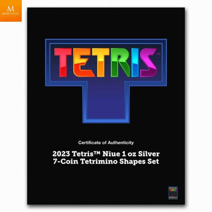 Niue 1 oz sølv TETRIS 2023 Tetrimino Shapes 7 Mynter sett i kvalitet BU