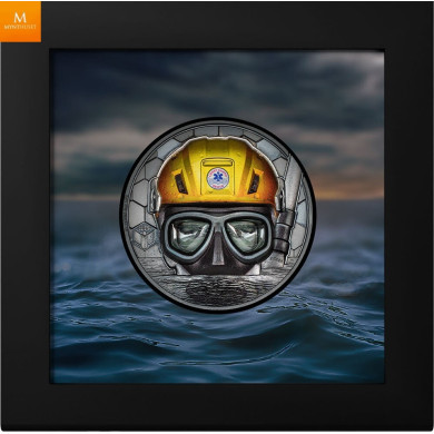 20 Dollar 2023 COAST GUARD Real Heroes 3 Oz Sølv Cook Islands Black Proof