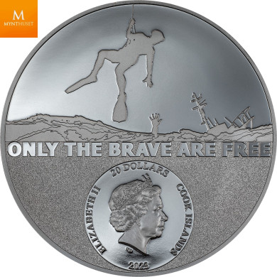 20 Dollar 2023 COAST GUARD Real Heroes 3 Oz Sølv Cook Islands Black Proof