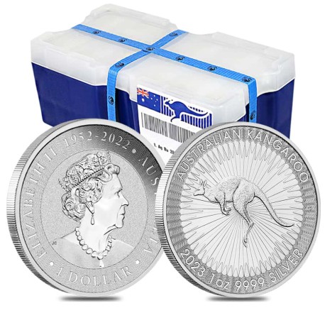 Monsterboks! Australia Sølv 2023 Kangaroo 250 x 1 oz  BU (250 oz)