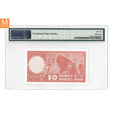 Erstatning 10 kroner 1968 X.2639408, kvalitet 0 , PMG MS65 EPQ Erstatning 10 kroner 1968 X.2639408, kvalitet 0 , PMG MS65 EPQ