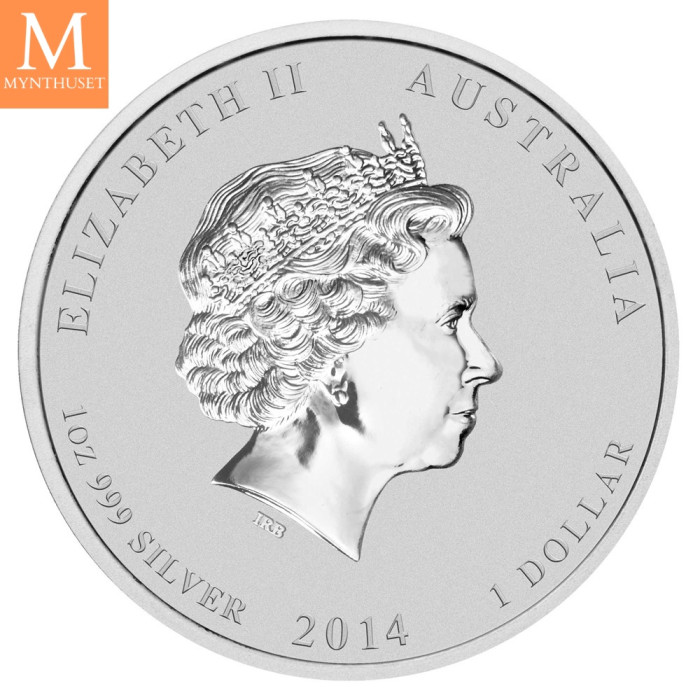 Australia 2014 1 oz Sølv Lunar S2 Year of the Horse Farge BU M/Kapsel