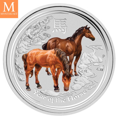 Australia 2014 1 oz Sølv Lunar S2 Year of the Horse Farge BU M/Kapsel