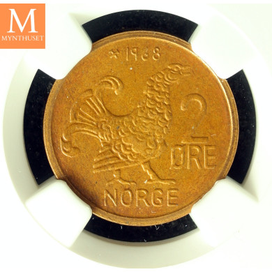 2 øre 1968 kvalitet 0, NGC MS66 NYDELIG! 2 øre 1968 kvalitet 0, NGC MS66 NYDELIG!