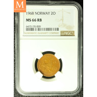 2 øre 1968 kvalitet 0, NGC MS66 NYDELIG!