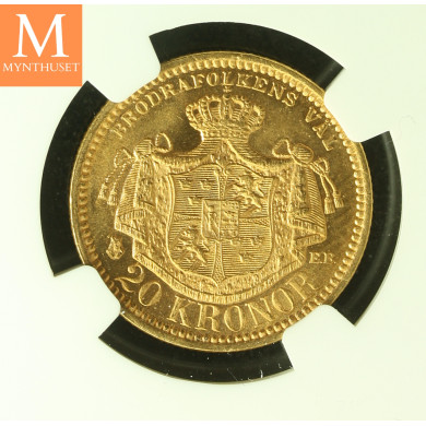 Sweden 20 kronor 1885 EB kvalitet 0/01, NGC MS64+