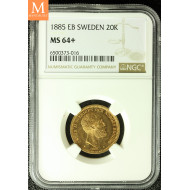 Sweden 20 kronor 1885 EB kvalitet 0/01, NGC MS64+