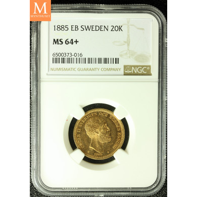 Sweden 20 kronor 1885 EB kvalitet 0/01, NGC MS64+