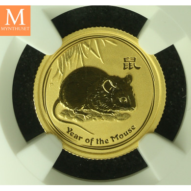 Australia 2008P 15 dollar Year of the mouse 1/10 oz gull MS70 SJELDEN!