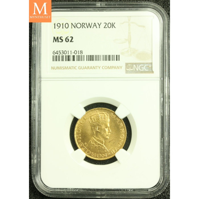 20 kroner 1910 kvalitet pen 01, NGC MS62