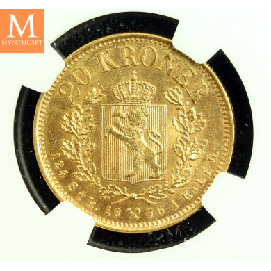 20 kroner 1876 kvalitet 0/01 NGC MS63 20 kroner 1876 kvalitet 0/01 NGC MS63