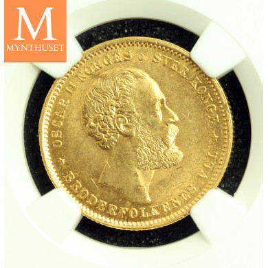 20 kroner 1876 kvalitet 0/01 NGC MS63