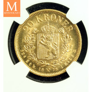 20 kroner 1878 kvalitet 0/01, NGC MS63