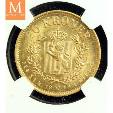 20 kroner 1879 kvalitet 0/01, NGC MS64