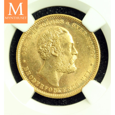 20 kroner 1879 kvalitet 0/01, NGC MS64