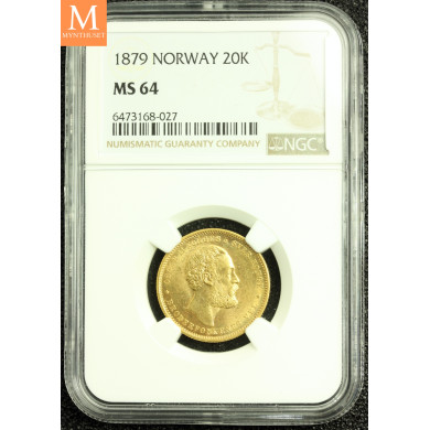 20 kroner 1879 kvalitet 0/01, NGC MS64