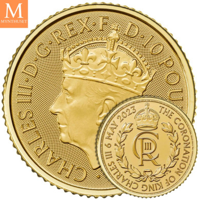 KRONINGEN Charles III 2023 Storbritannia 1/10 oz Gull ROYAL CYPHER (Charles III)  BU I Kapsel