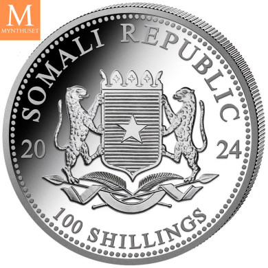 2024 Somalia 1 oz Sølv Elephant BU 2024 Somalia 1 oz Sølv Elephant BU