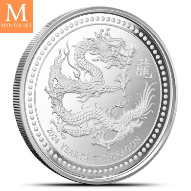 Samoa 2024 1 oz Sølv Lunar Year of the Dragon  (Proof-Like) i kapsel Samoa 2024 1 oz Sølv Lunar Year of the Dragon  (Proof-Like) i kapsel