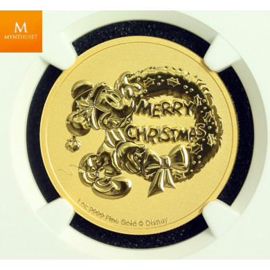 Sjelden! Niue 2021 MICKEY CHRISTMAS 1 OZ GULL OPPLAG KUN 100 STK  NGC MS70