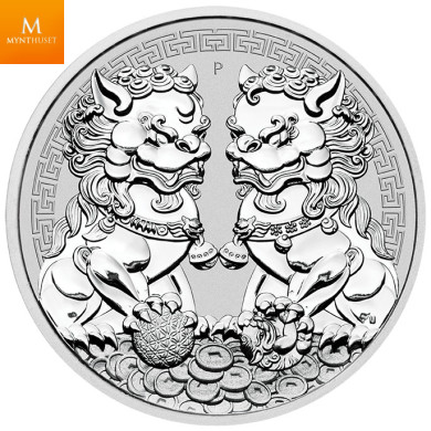 Australia 1 OZ 2020 GUARDIAN LIONS (DOUBLE PIXIU) .9999 sølv  i kvalitet BU i kapsel Australia 1 OZ 2020 GUARDIAN LIONS (DOUBLE PIXIU) .9999 sølv  i kvalitet BU i kapsel