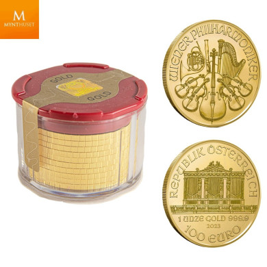 TUBE! 1 OZ 2023 Østerrike Gull Philharmonic Tube (10 mynter i kvalitet BU) TUBE! 1 OZ 2023 Østerrike Gull Philharmonic Tube (10 mynter i kvalitet BU)