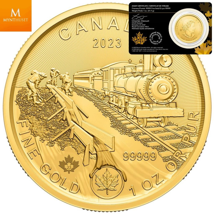 POPULÆRT VALG!Canada 2023 1 oz Gull .99999 Klondike Passage for Gold BU i Forseglet Garantikort