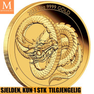 Australia 2023 DRAGE 1 OZ GULL CHINESE MYTHICAL CREATURES KVALITET PROOF