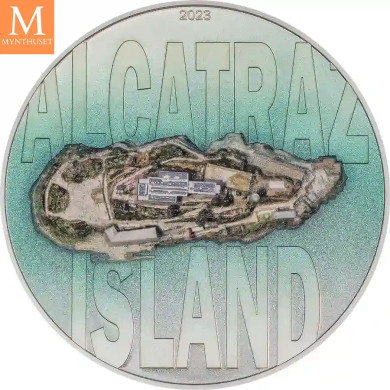 Cook Islands 2023 3 oz Sølv Alcatraz Island UHR Proof M/Etui & COA