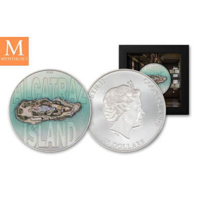 Cook Islands 2023 3 oz Sølv Alcatraz Island UHR Proof M/Etui & COA