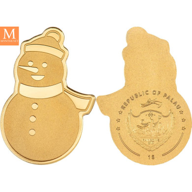 Palau 0,5 gram Gull 1 dollar Snowman i kapsel med bevis