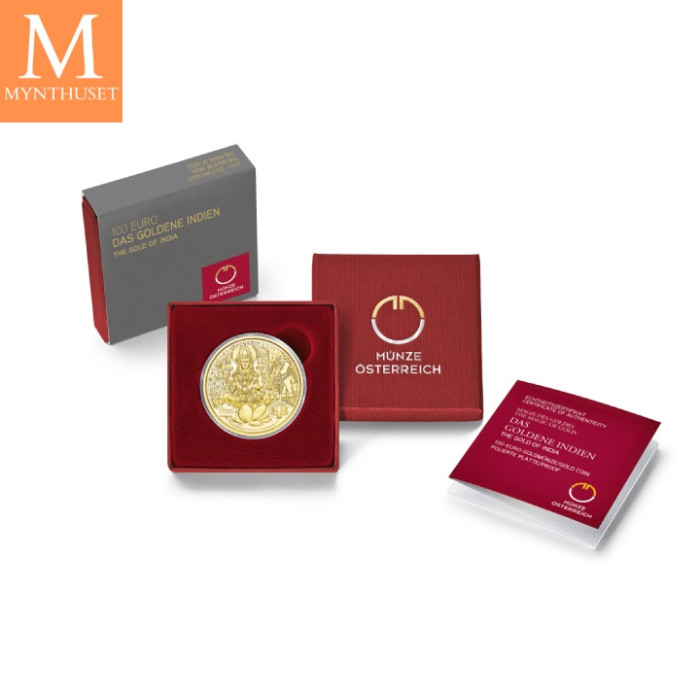 NYDELIG! Austria 2023 GOLD OF INDIA Magic of GULL 1/2 Oz 100 Euro
