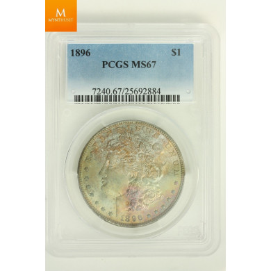 USA Morgan Dollar 1896 kvalitet 0, PCGS MS67 Sjeldent høy kvalitet
