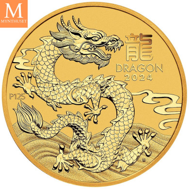 NYHET! Australia 2024 1 oz Gull Lunar S3 Year of the DRAGON BU M/Kapsel NYHET! Australia 2024 1 oz Gull Lunar S3 Year of the DRAGON BU M/Kapsel