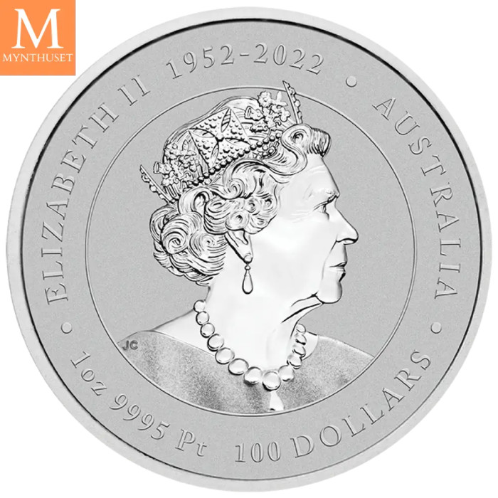 NYHET! Australia 2024 "YEAR OF THE DRAGON" 100 $ 1 OZ PLATINUM  LUNAR SERIE 3 BU I KAPSEL