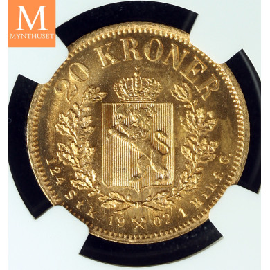 20 kroner 1902 kvalitet 0/01, NGC MS65 20 kroner 1902 kvalitet 0/01, NGC MS65