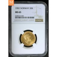 20 kroner 1902 kvalitet 0/01, NGC MS65