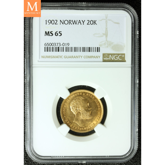 20 kroner 1902 kvalitet 0/01, NGC MS65