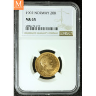 20 kroner 1902 kvalitet 0/01, NGC MS65