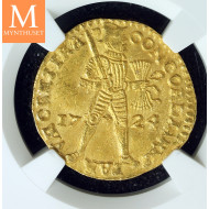 Rundeskatten gull dukat 1724 Utrecht kvalitet 01, NGC MS62