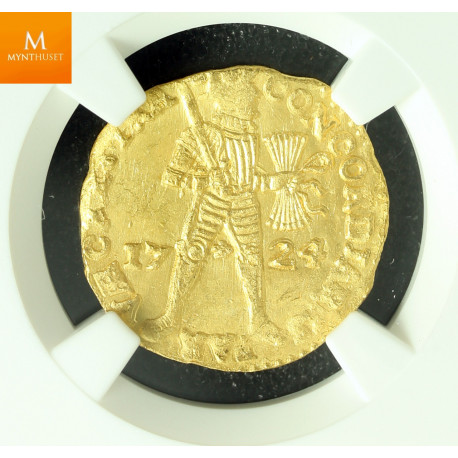 Rundeskatten gull dukat 1724 Utrecht kvalitet 0/01, NGC MS64