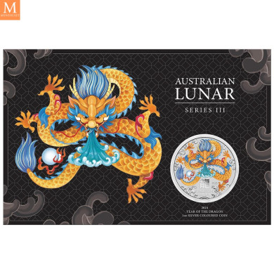Australia 2024 LUNAR YEAR OF THE DRAGON 1 OZ SØLV PERTH MINT 125TH ANNIVERSARY