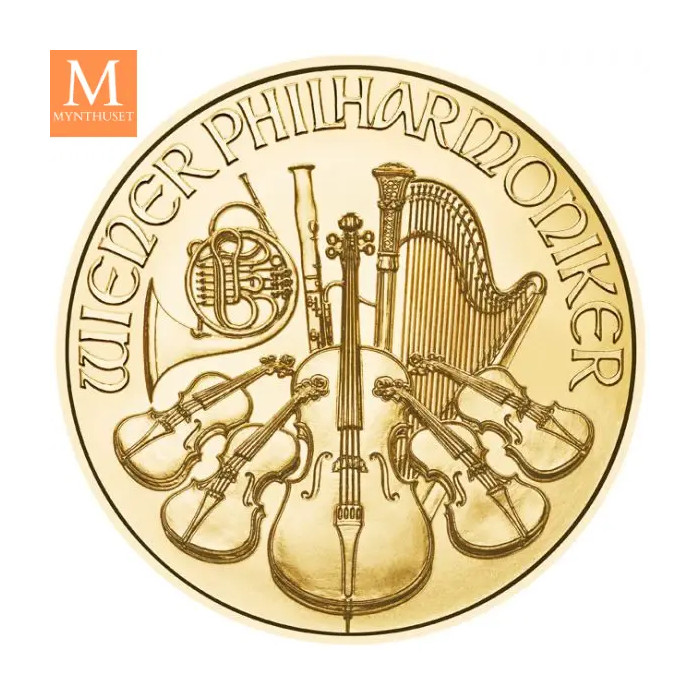 2023 Østerrike 20 x 1/10 oz Gull Philharmoniker BU i Forseglet Tube (2 oz)