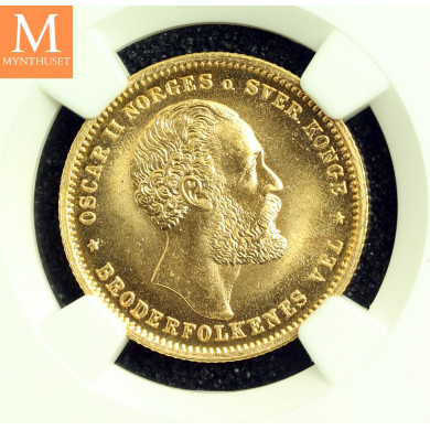20 kroner/5 SP 1875 kvalitet 0/01, NGC MS66 20 kroner/5 SP 1875 kvalitet 0/01, NGC MS66