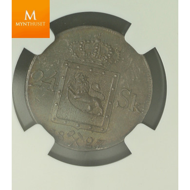 24 skilling 1827/5 kvalitet 0 , NGC MS65 24 skilling 1827/5 kvalitet 0 , NGC MS65